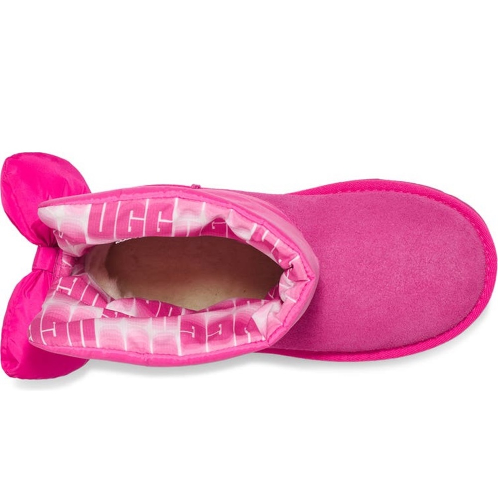 🆕PINK UGG Bailey Back Bow Girls Water-Resistant Maxi PUFFER Boot NWT Rock Rose - Picture 6 of 8